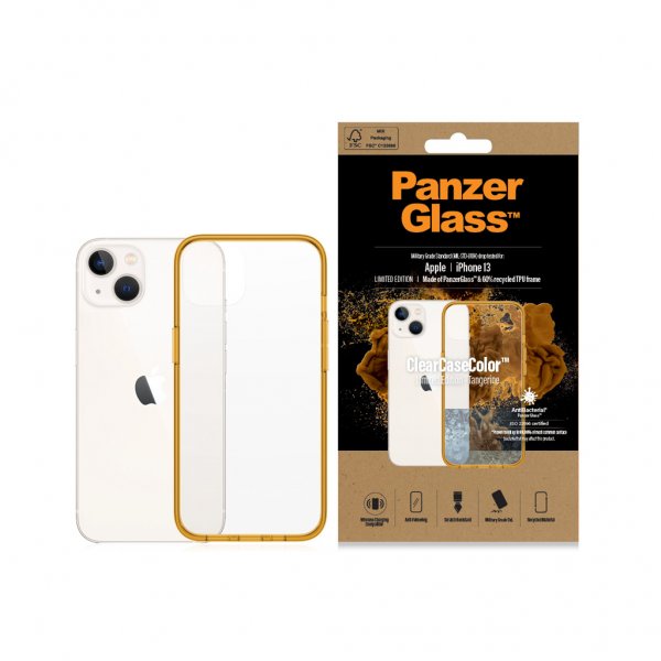 PanzerGlass iPhone 13 Skal ClearCase Color Tangerine