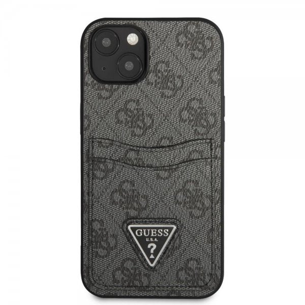Guess iPhone 13 Skal Double Cardslot Metal Triangle Svart