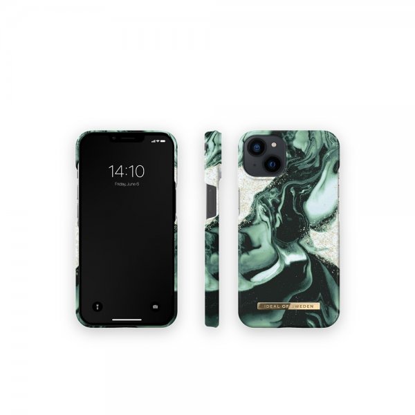 Ideal of Sweden iPhone 13 Skal Fashion Case Golden Olive Marble