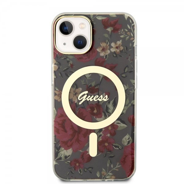 Guess iPhone 13 Skal Flower MagSafe Kaki