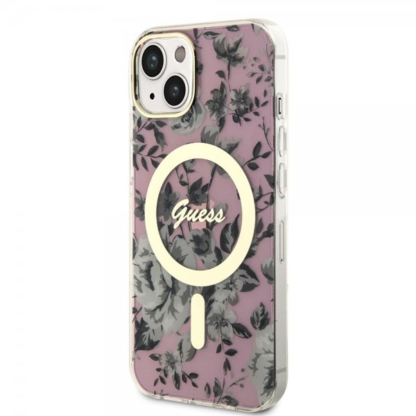 Guess iPhone 13 Skal Flower MagSafe Rosa