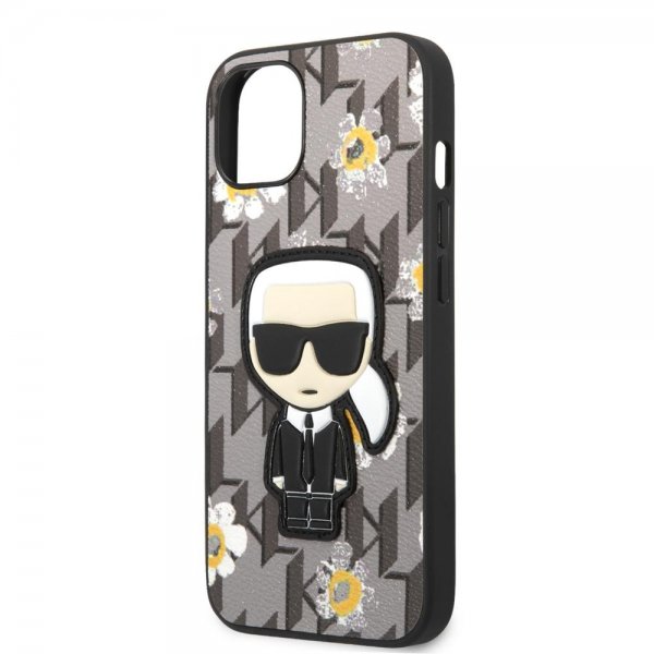 Karl Lagerfeld iPhone 13 Skal Flower Monogram Iconic Patch Grå