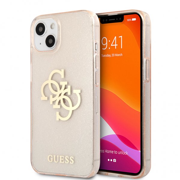 Guess iPhone 13 Skal Full Glitter Guld