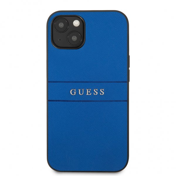 Guess iPhone 13 Skal Hot Stamp Metal Logo Blå