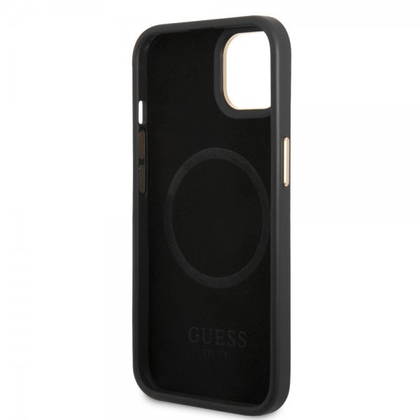 Guess iPhone 13 Skal Metal Plate Logo MagSafe Svart