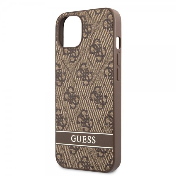 Guess iPhone 13 Skal Printed Stripe Bottom Brun