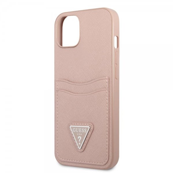 Guess iPhone 13 Skal Saffiano Double Cardslot Rosa