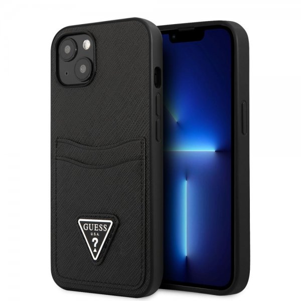 Guess iPhone 13 Skal Saffiano Double Cardslot Svart