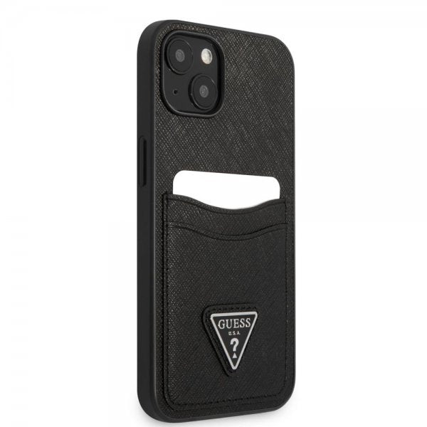 Guess iPhone 13 Skal Saffiano Double Cardslot Svart