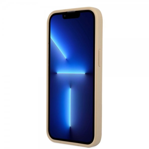 Guess iPhone 13 Skal Saffiano Metal Triangle Beige