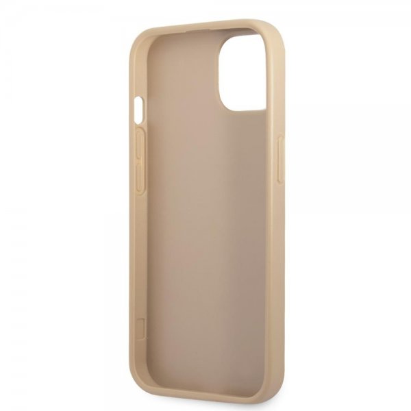Guess iPhone 13 Skal Saffiano Metal Triangle Beige