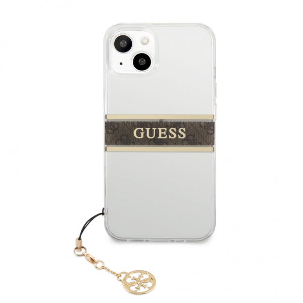 Guess iPhone 13 Skal Stripe Charm Brun