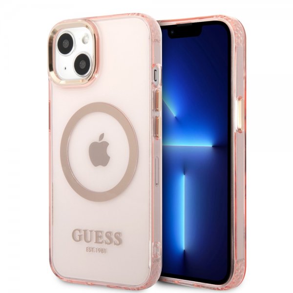 Guess iPhone 13 Skal Translucent MagSafe Rosa