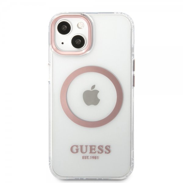 Guess iPhone 13 Skal Transparent MagSafe Rosa Transparent