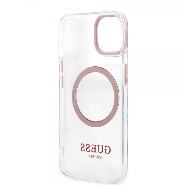 Guess iPhone 13 Skal Transparent MagSafe Rosa Transparent