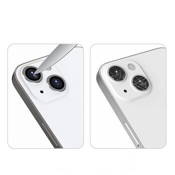 iPhone 13/13 Mini Kameralins skydd med Ram - Silver