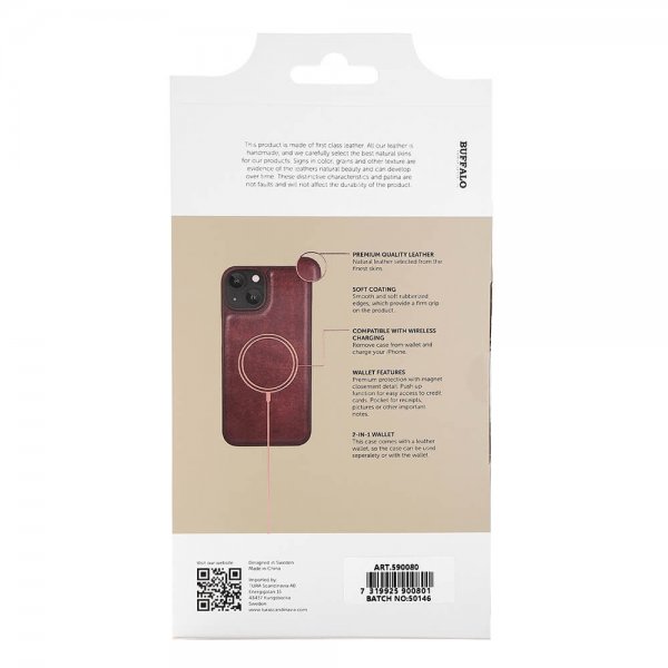 Buffalo iPhone 13/14/15 Fodral 2-in-1 Detachable Wallet Brun