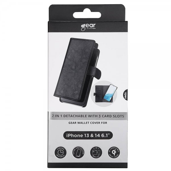 Gear iPhone 13/14 Fodral 2-in-1 Detachable with 3 Card Slots Svart