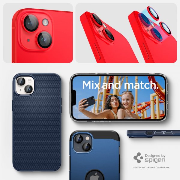Spigen iPhone 14/iPhone 14 Plus Kameraskydd GLAS.tR EZ Fit Optik Pro Röd 2-pack