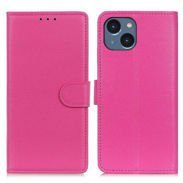 iPhone 14 Plus Fodral Litchi Magenta