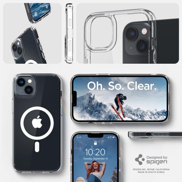 Spigen iPhone 14 Plus Skal Crystal Hybrid MagFit Vit