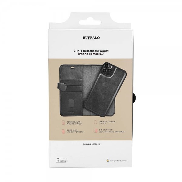 Buffalo iPhone 14 Plus Fodral 2-in-1 Detachable Wallet Svart