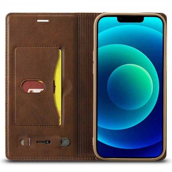 Lc.Imeeke iPhone 14 Plus Fodral Kortfack Utsida Brun