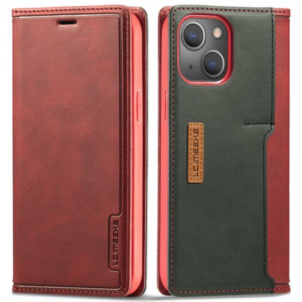 Lc.Imeeke iPhone 14 Plus Fodral Kortfack Utsida Röd