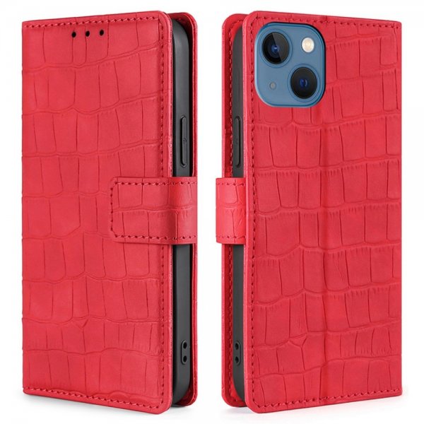 iPhone 14 Plus Fodral Krokodilmönster Röd