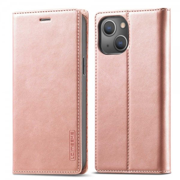Lc.Imeeke iPhone 14 Plus Fodral med Kortfack Flip Roseguld