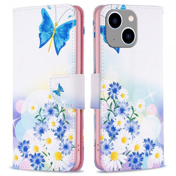 iPhone 14 Plus Fodral Motiv Fjärilar och Blommor