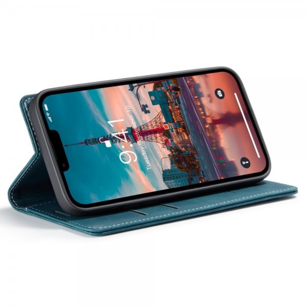 CaseMe iPhone 14 Plus Fodral Retro Flip Petrol