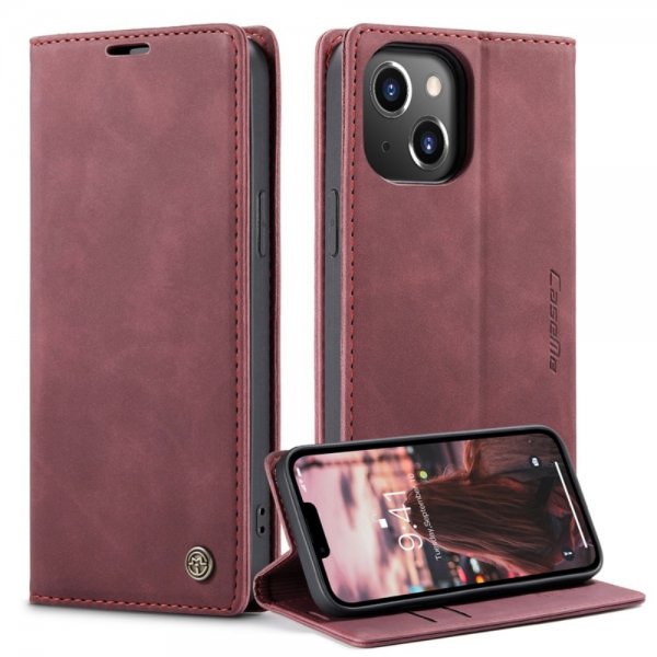 CaseMe iPhone 14 Plus Fodral Retro Flip Röd