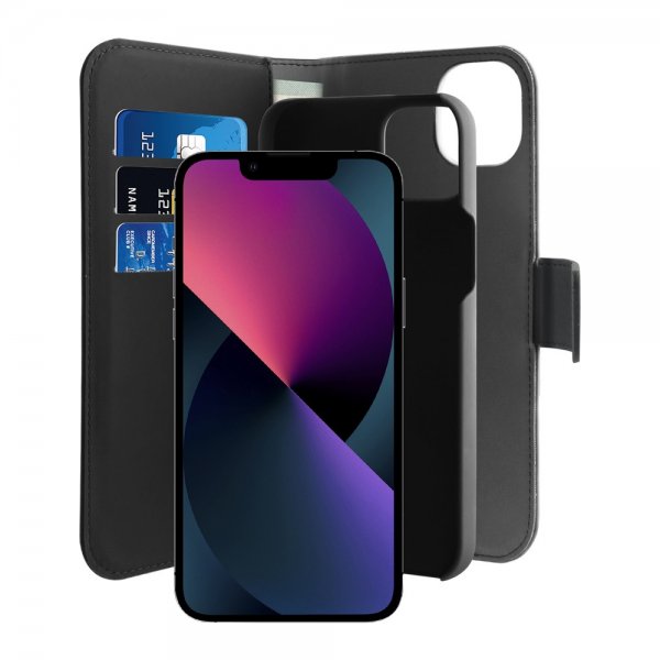 Puro iPhone 14 Plus Fodral Wallet Detachable 2 in 1 Svart
