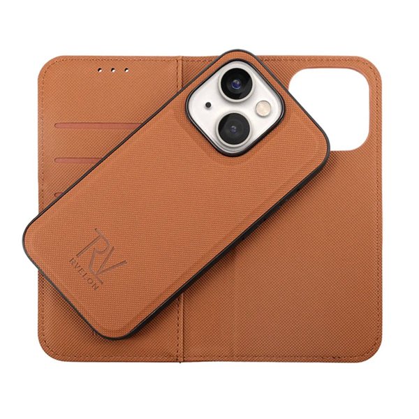 Rvelon iPhone 14 Plus Fodral Magnetiskt Avtagbart Skal Brun