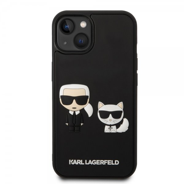 Karl Lagerfeld iPhone 14 Plus Skal 3D Rubber Karl & Choupette Svart