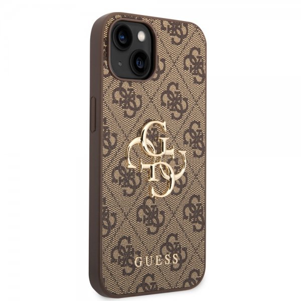 Guess iPhone 14 Plus Skal Big Metal Logo Brun
