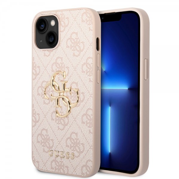 Guess iPhone 14 Plus Skal Big Metal Logo Rosa