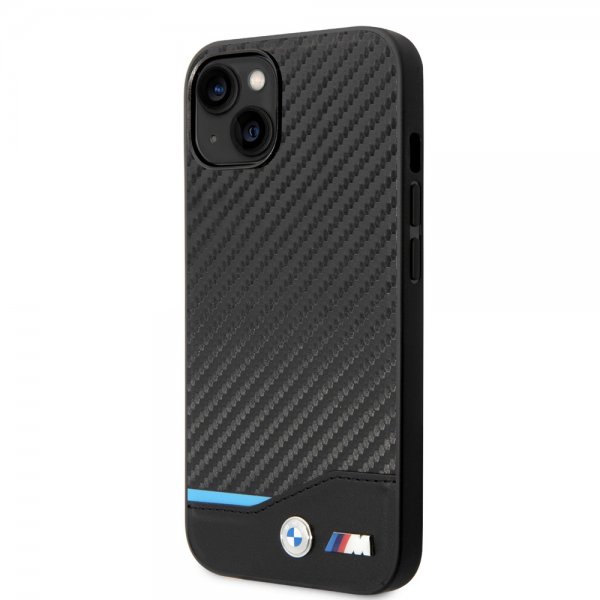 BMW iPhone 14 Plus Skal Carbon Effect Printed Logo Svart