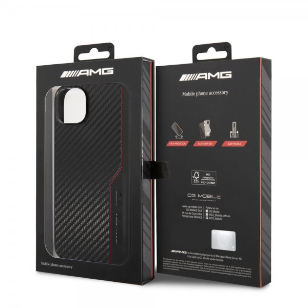 AMG iPhone 14 Plus Skal Carbon Effect Stamped Logo Svart