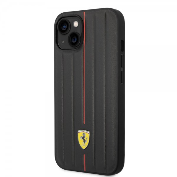 Ferrari iPhone 14 Plus Skal Embossed Stripes Röd