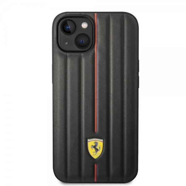 Ferrari iPhone 14 Plus Skal Embossed Stripes Röd