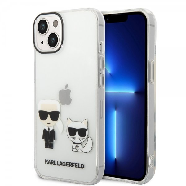 Karl Lagerfeld iPhone 14 Plus Skal Karl & Choupette Gradient Vit