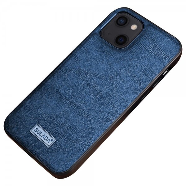 Sulada iPhone 14 Plus Skal Lädertextur Blå