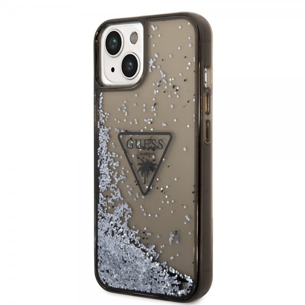 Guess iPhone 14 Plus Skal Liquid Glitter Translucent Svart