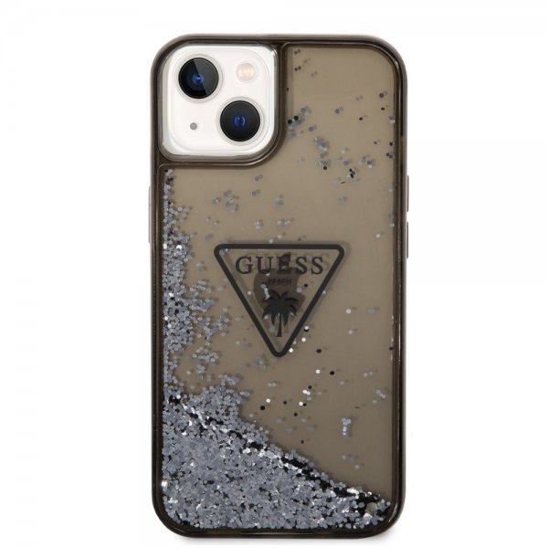 Guess iPhone 14 Plus Skal Liquid Glitter Translucent Svart