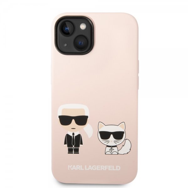 Karl Lagerfeld iPhone 14 Plus Skal Liquid Silicone Karl & Choupette MagSafe Rosa