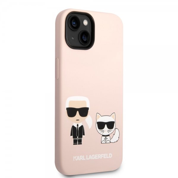 Karl Lagerfeld iPhone 14 Plus Skal Liquid Silicone Karl & Choupette MagSafe Rosa