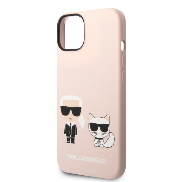 Karl Lagerfeld iPhone 14 Plus Skal Liquid Silicone Karl & Choupette MagSafe Rosa
