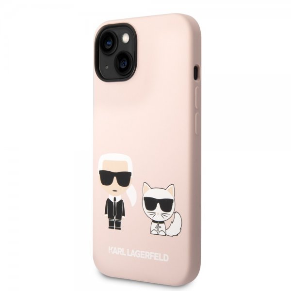 Karl Lagerfeld iPhone 14 Plus Skal Liquid Silicone Karl & Choupette Rosa